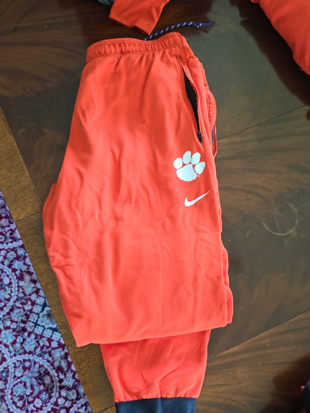 Nike Clemson Bright Orange Joggers with White Paw and Swoosh